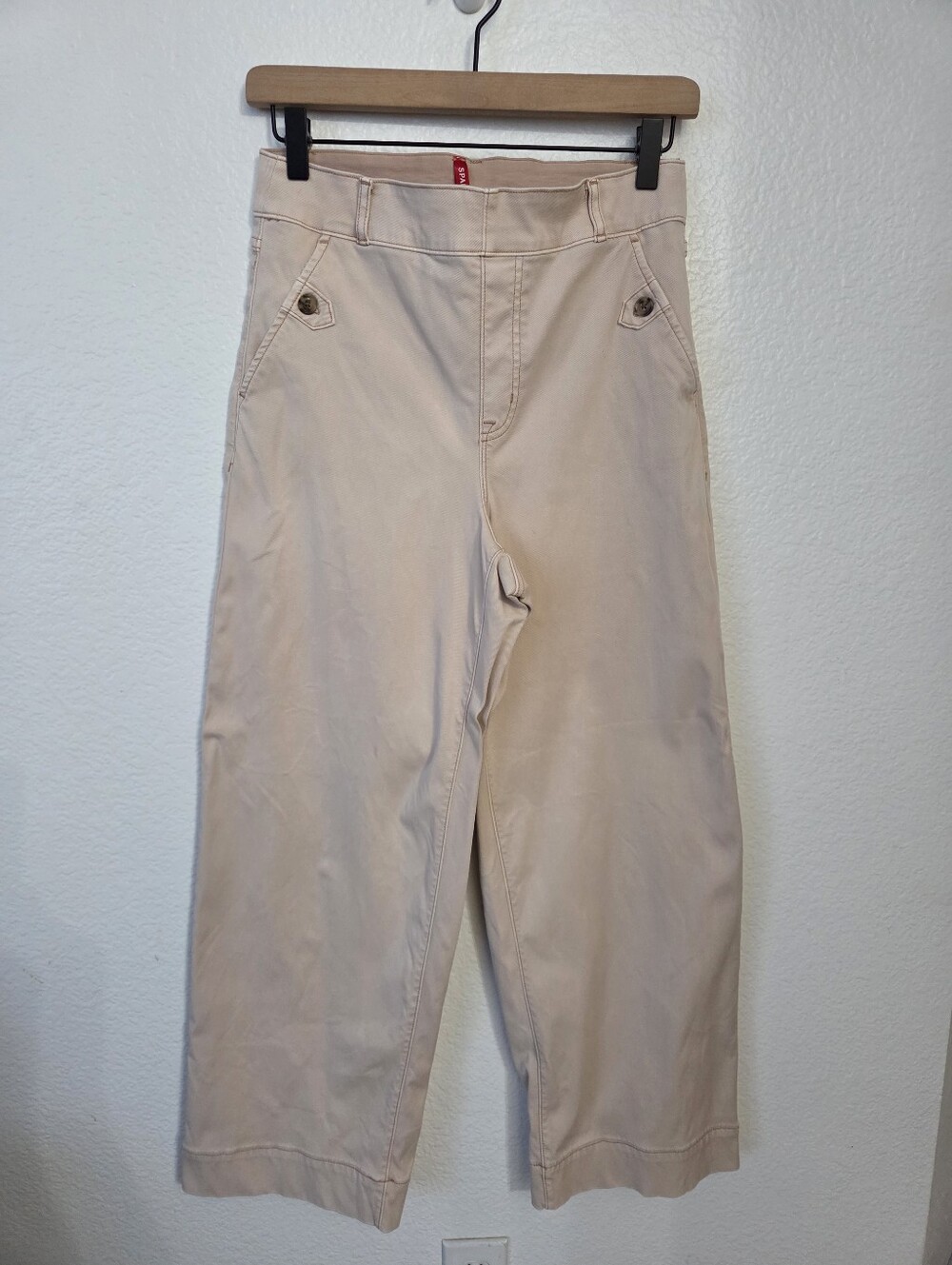 Spanx Stretch Twill Wide Leg Crop Pants Women's Size Medium